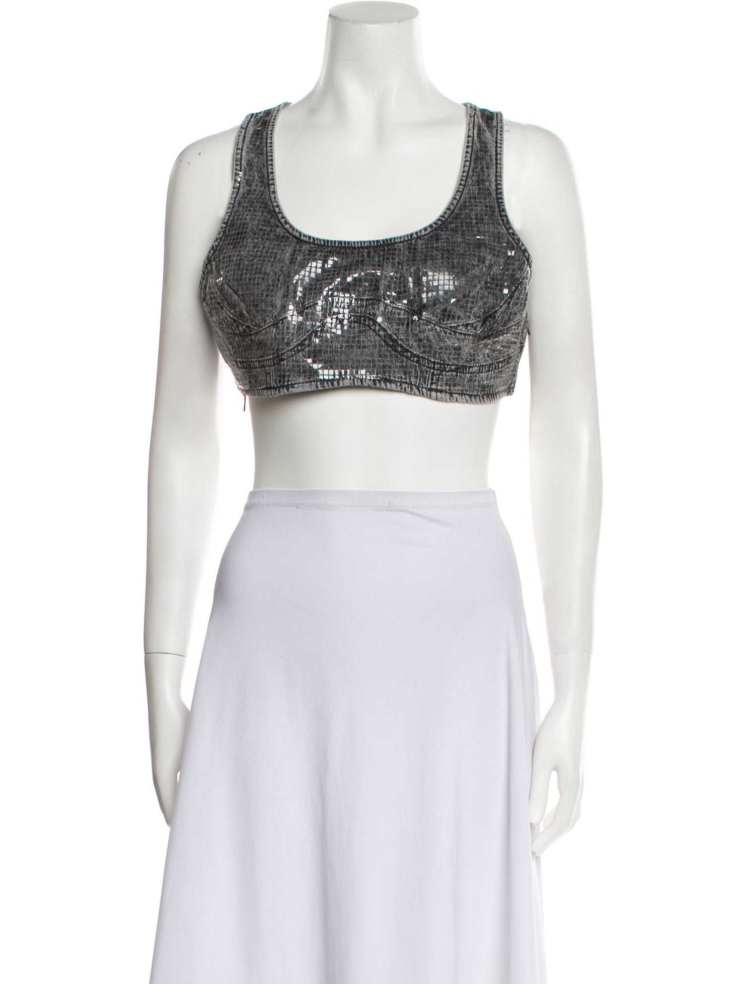 Diesel Square Neckline Sleeveless Crop Top