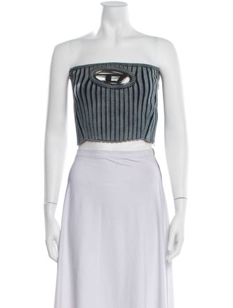 Diesel Striped Strapless Crop Top