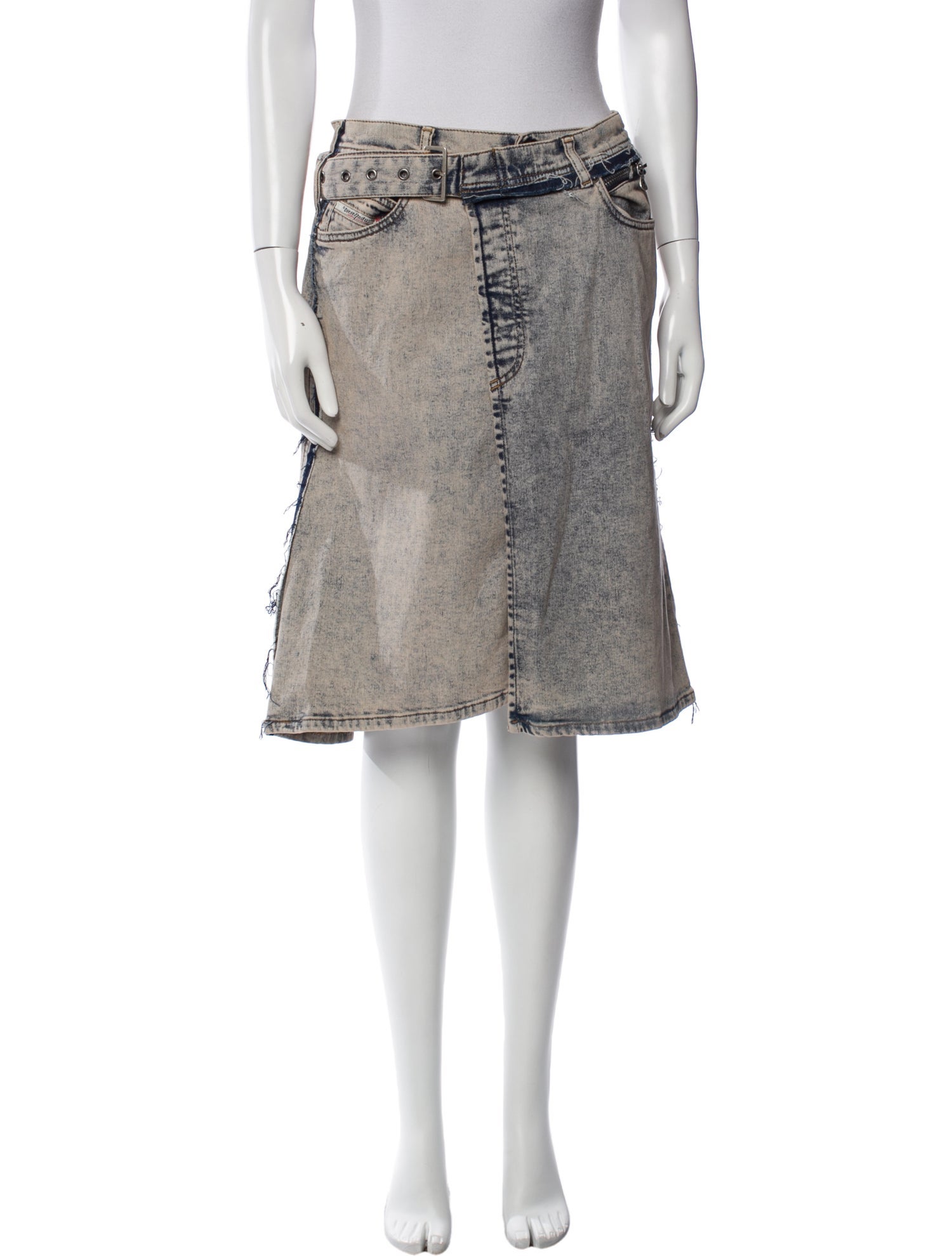 Diesel Raw-Edge Trim Knee-Length Skirt