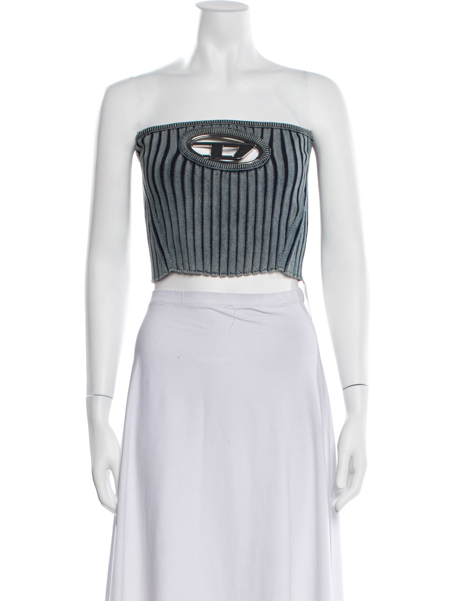 Diesel Striped Strapless Crop Top