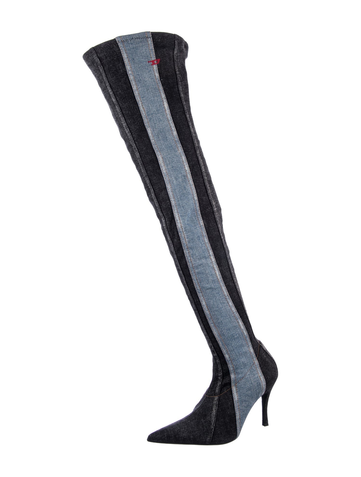 Diesel Denim Colorblock Pattern Sock Boots