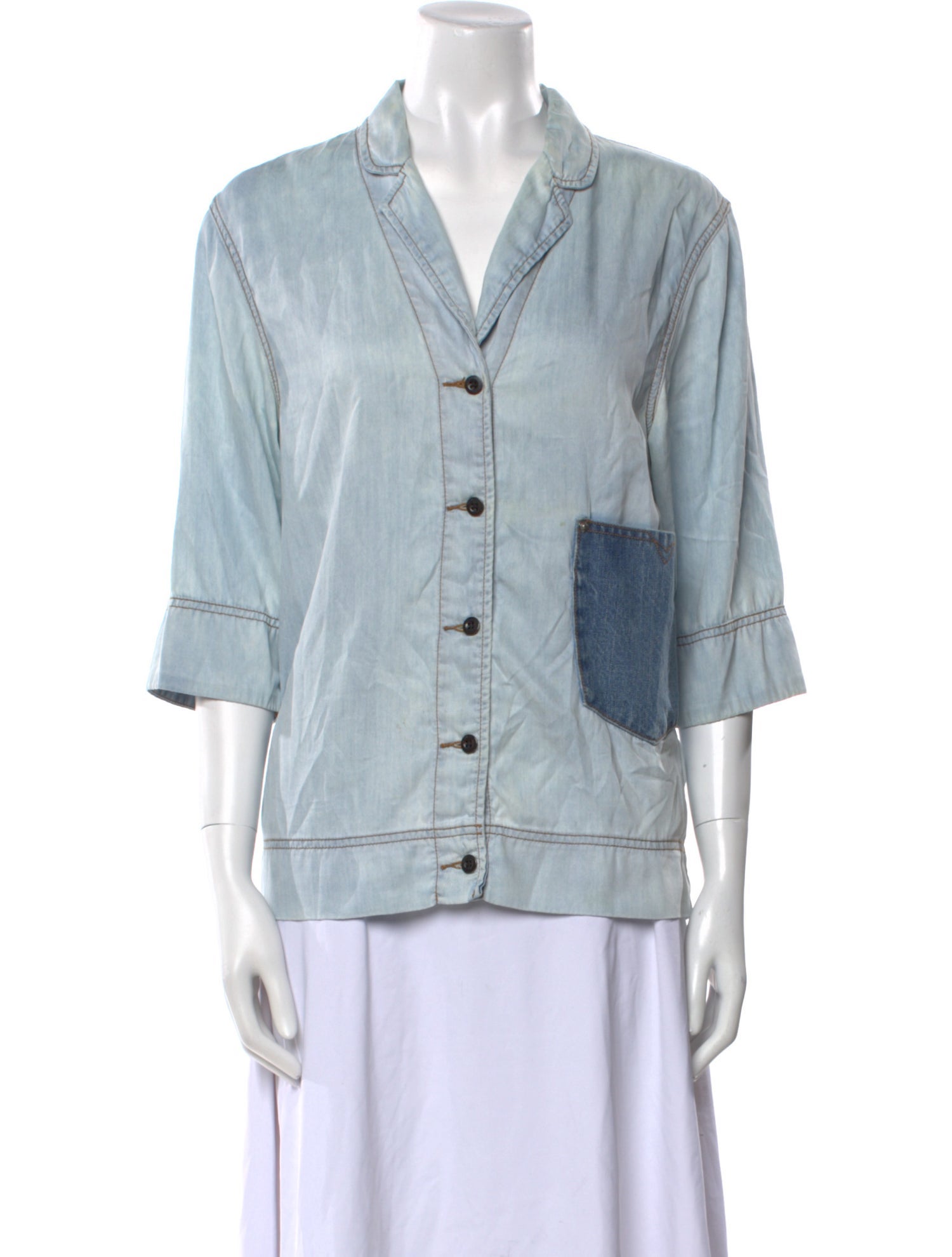 Diesel Three-Quarter Sleeve Button-Up Top