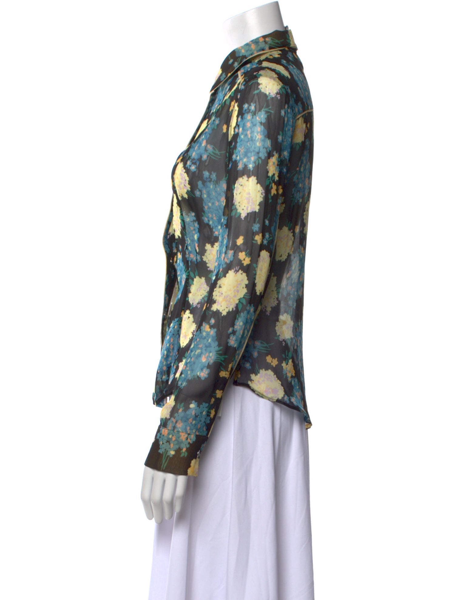 Diesel Floral Print Long Sleeve Button-Up Top