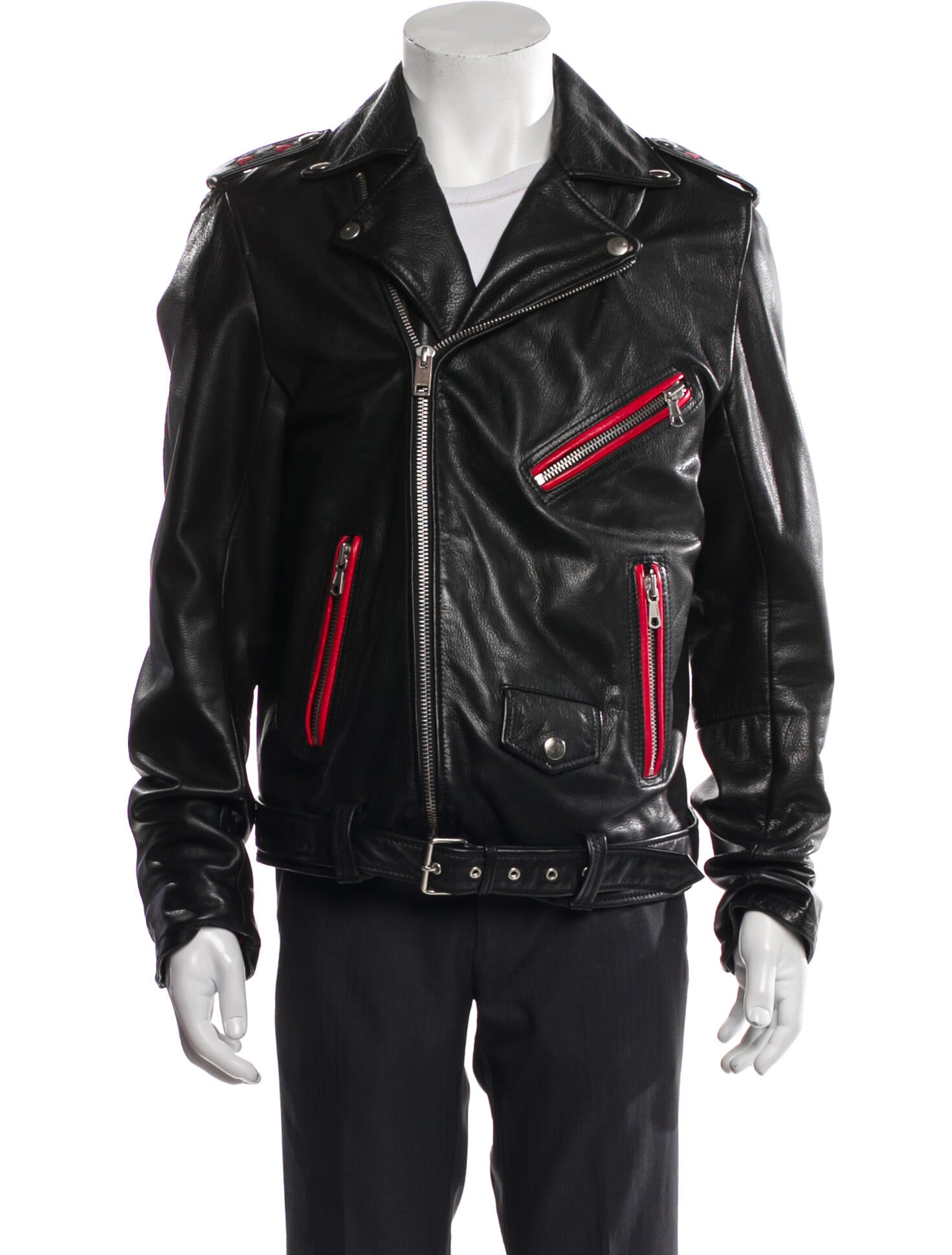 Diesel Leather Graphic Print Moto Jacket