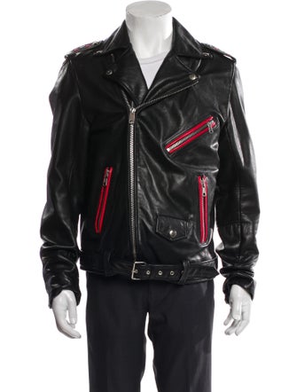 Diesel Leather Graphic Print Moto Jacket