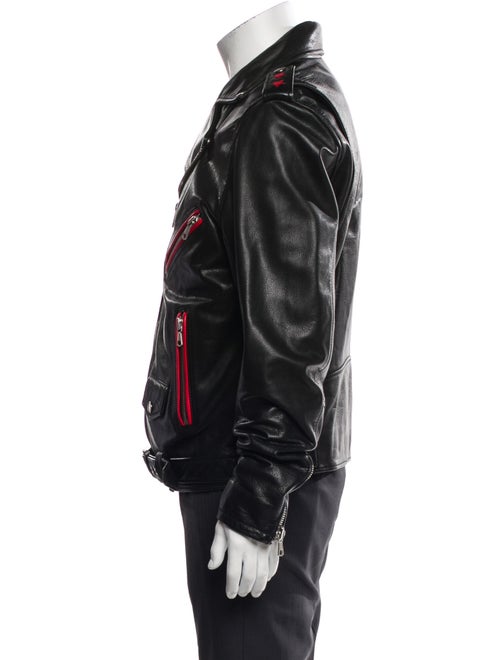 Diesel Leather Graphic Print Moto Jacket