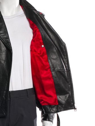 Diesel Leather Graphic Print Moto Jacket