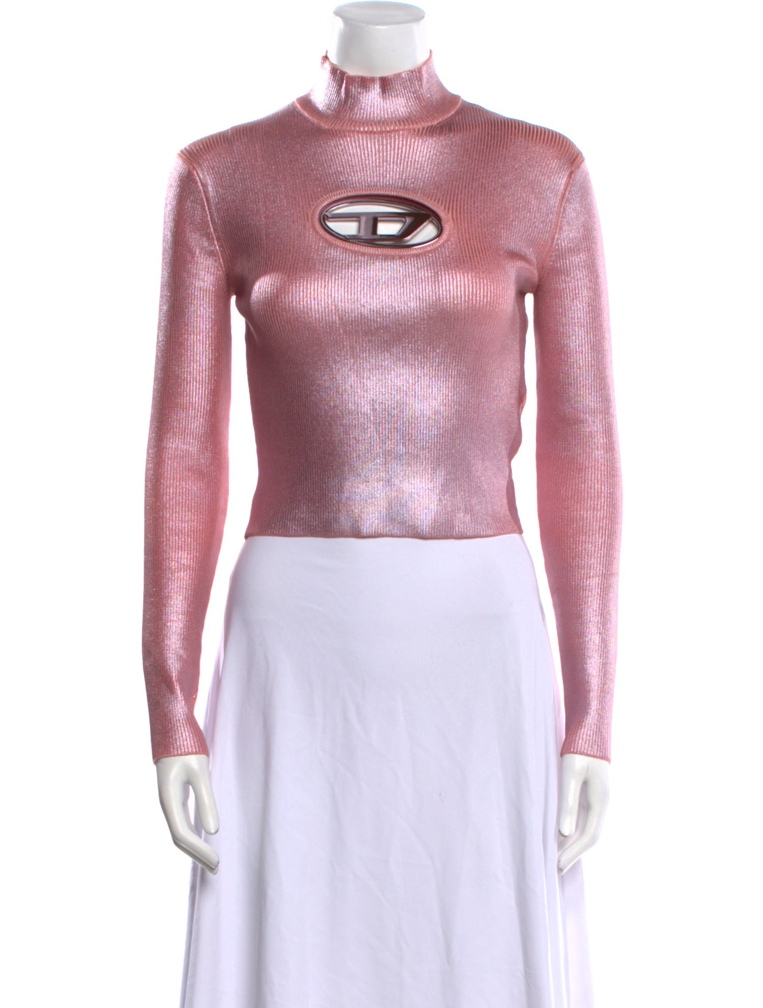 Diesel Mock Neck Long Sleeve Crop Top