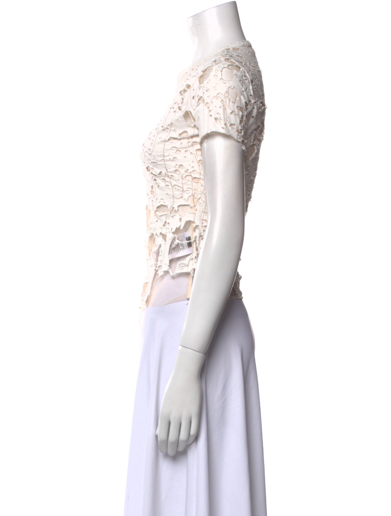 Diesel Lace Pattern Crew Neck Crop Top