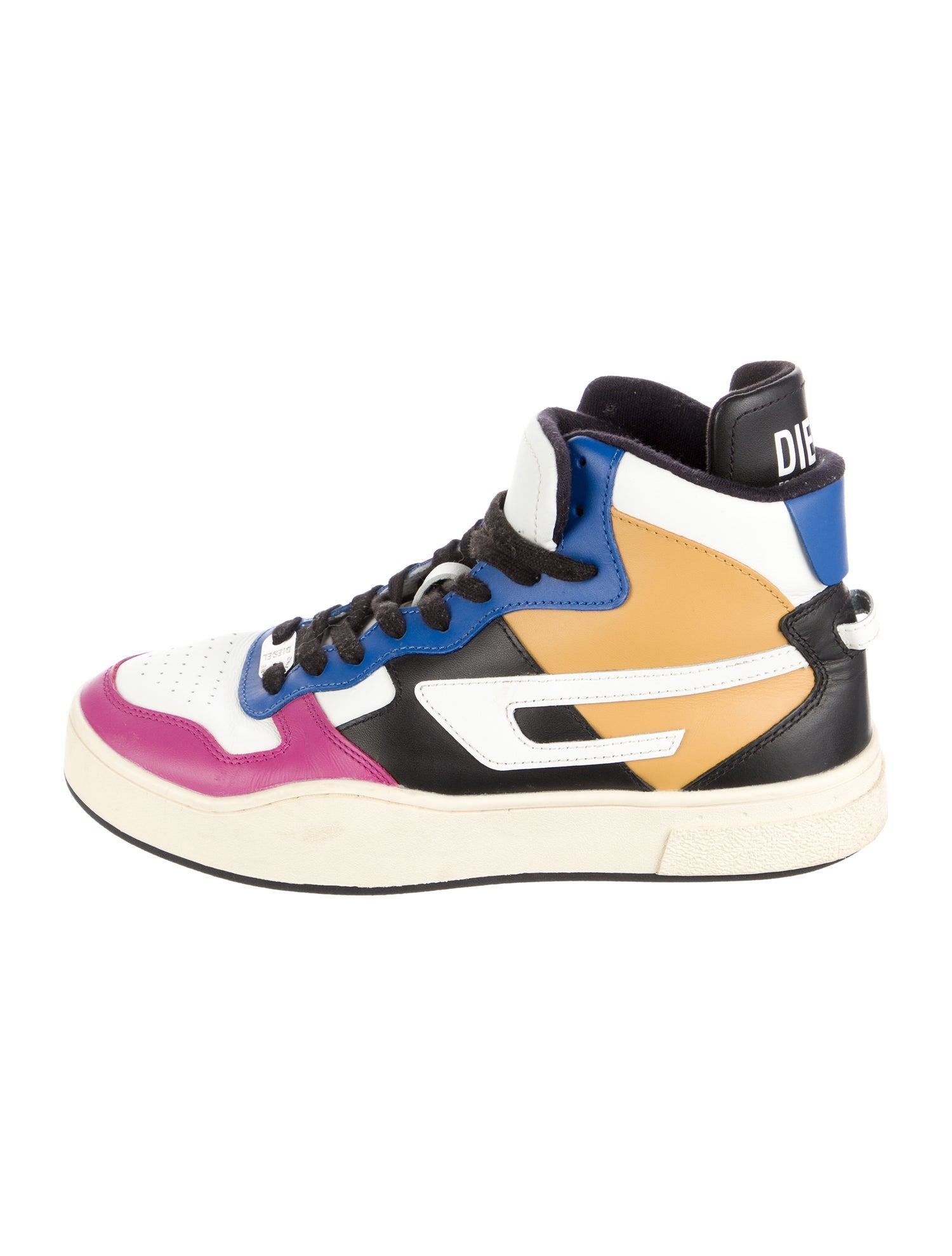 Diesel Leather Colorblock Pattern Sneakers