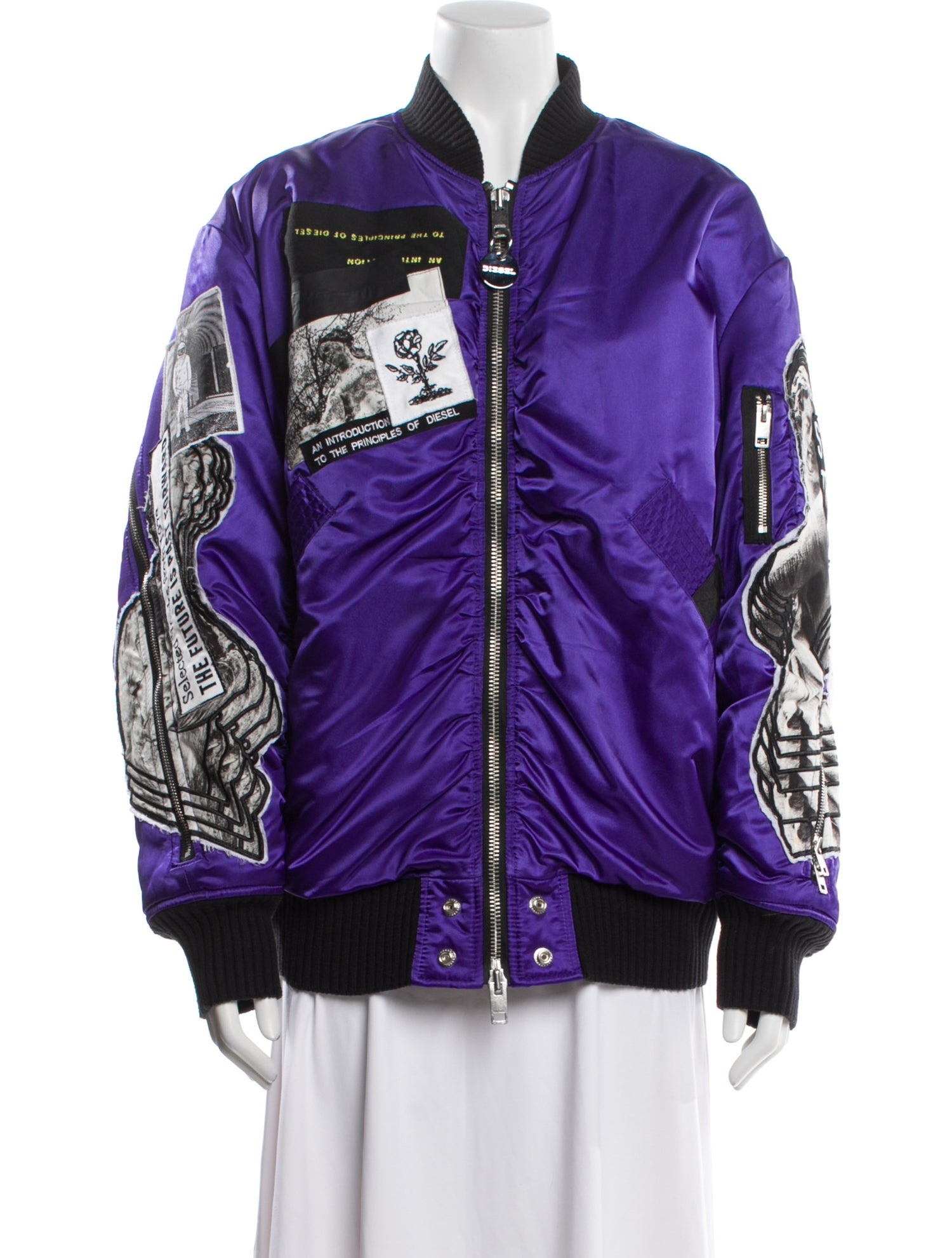 Diesel Patchwork Nylon Bomber Jacket