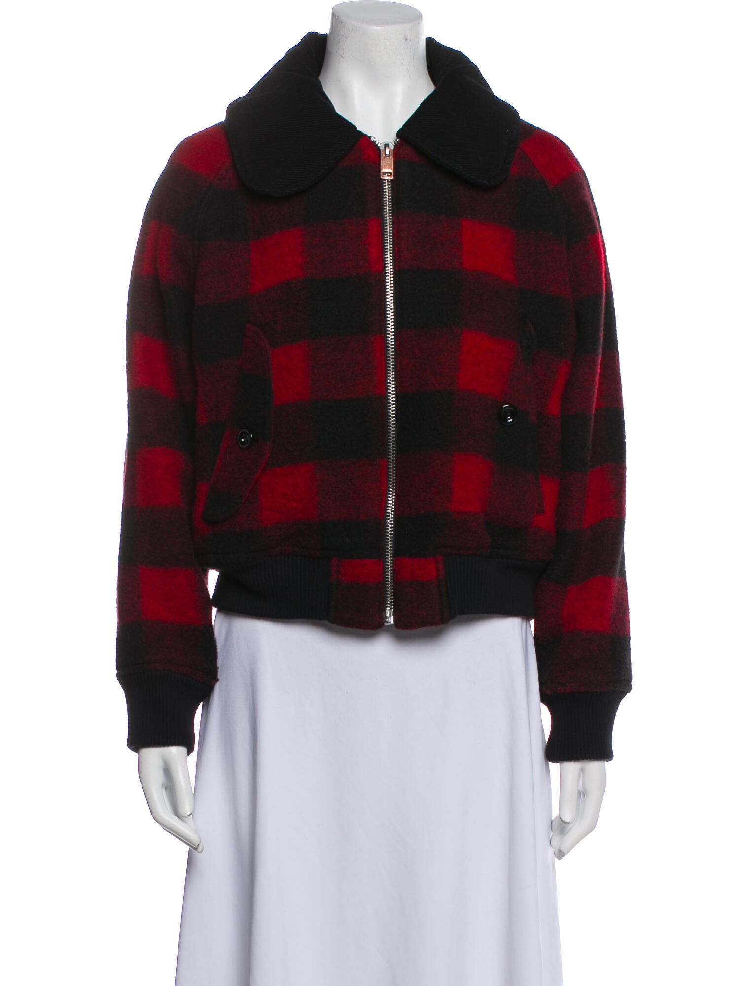 Diesel Wool Plaid Print Bomber Jacket