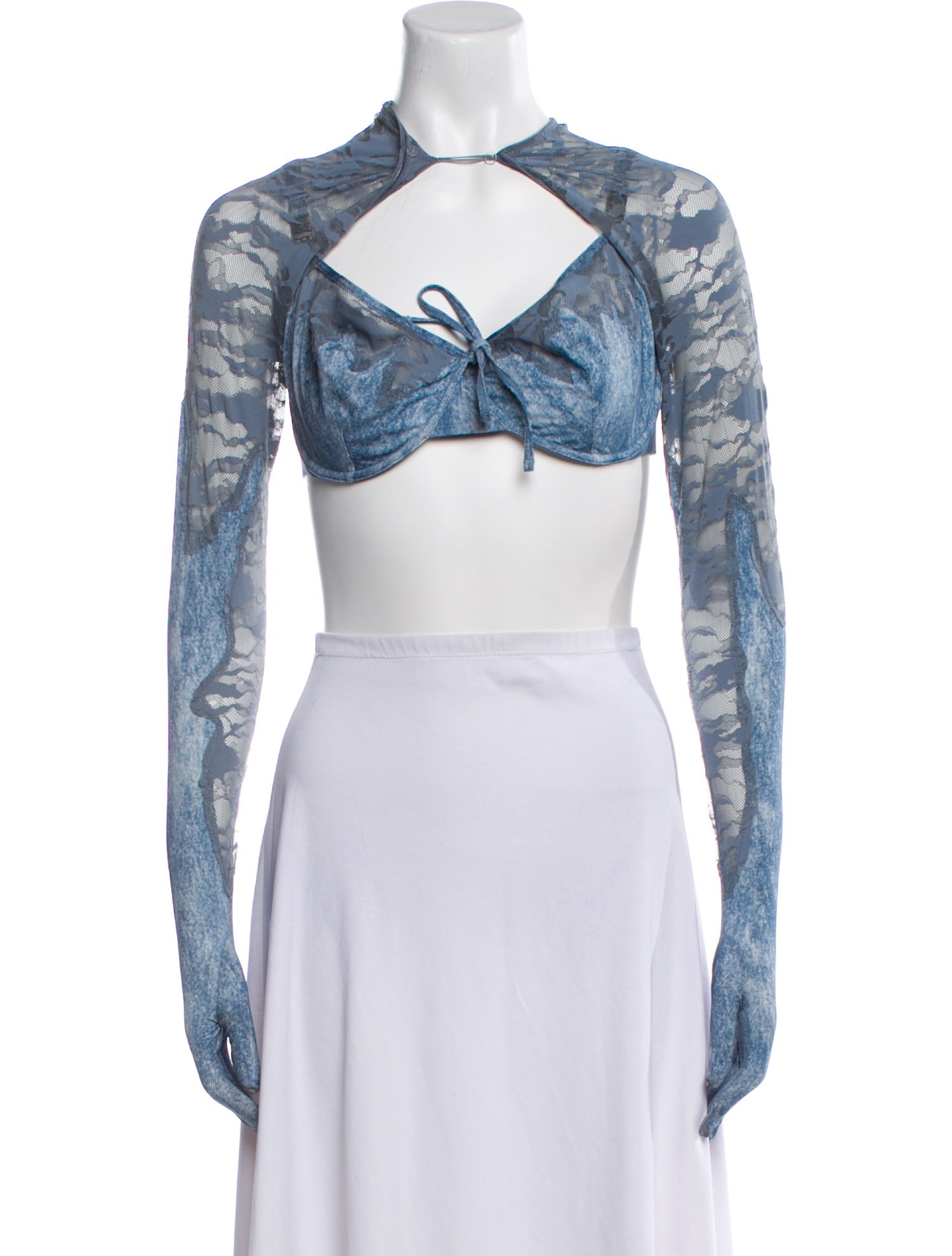 Diesel Nylon Lace Pattern Crop Top