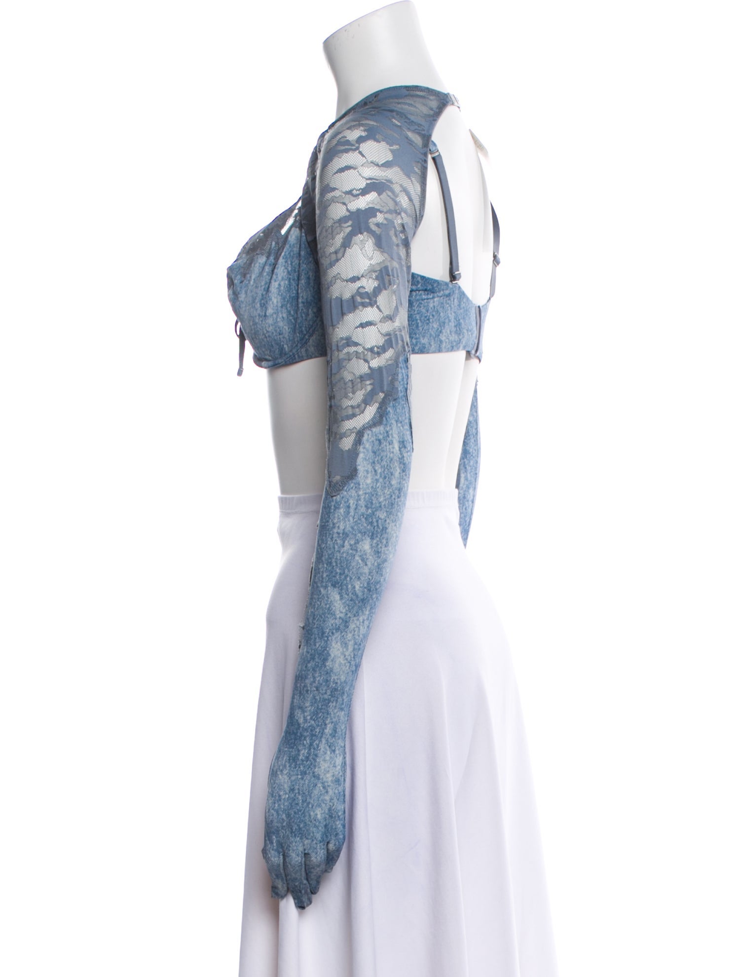 Diesel Nylon Lace Pattern Crop Top