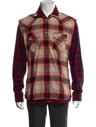 Diesel Plaid Print Long Sleeve Western Shirt