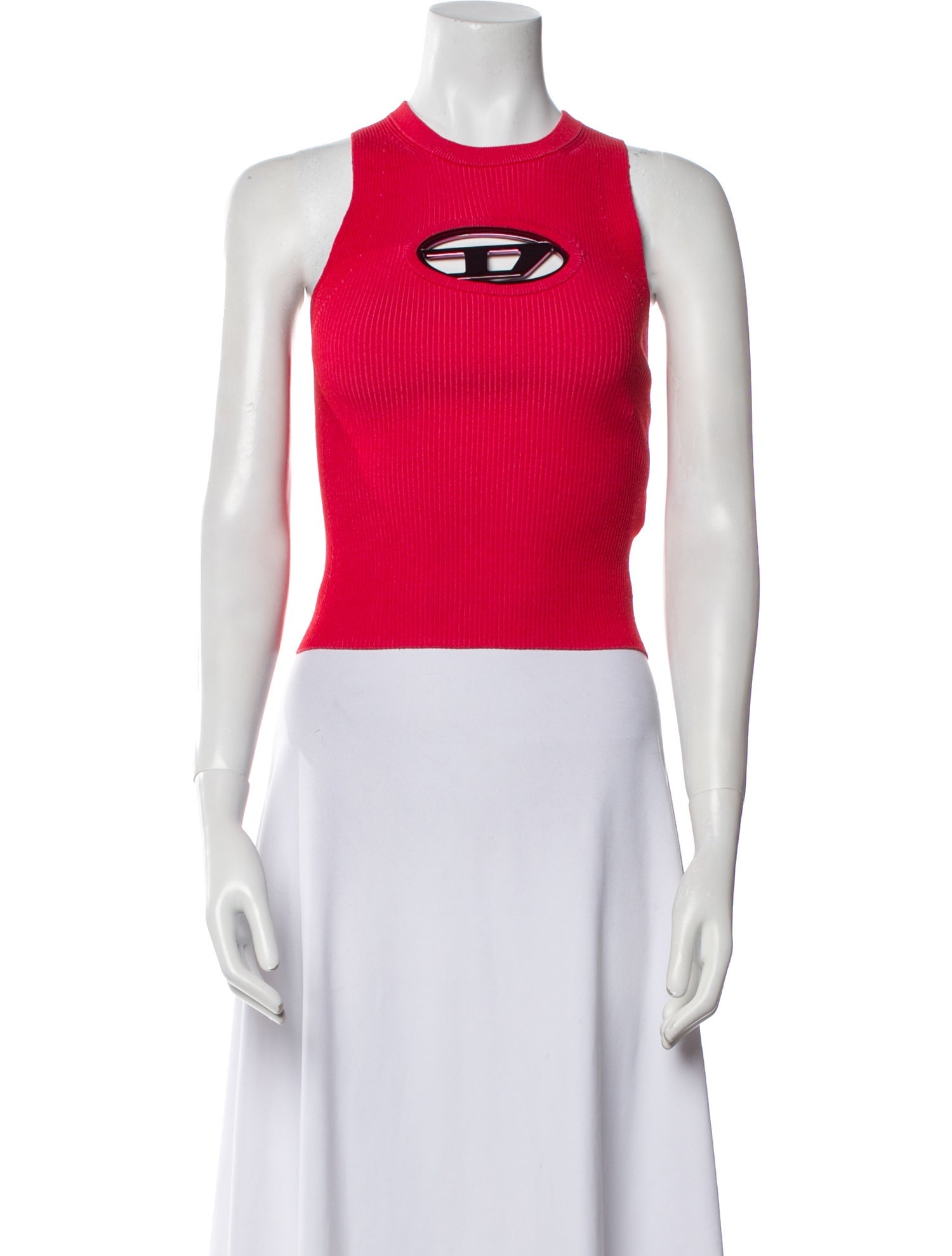 Diesel Graphic Print Crew Neck Crop Top