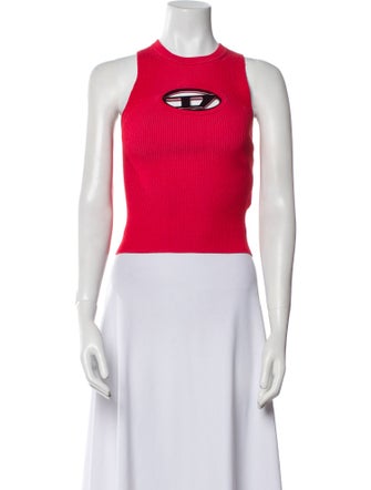 Diesel Graphic Print Crew Neck Crop Top