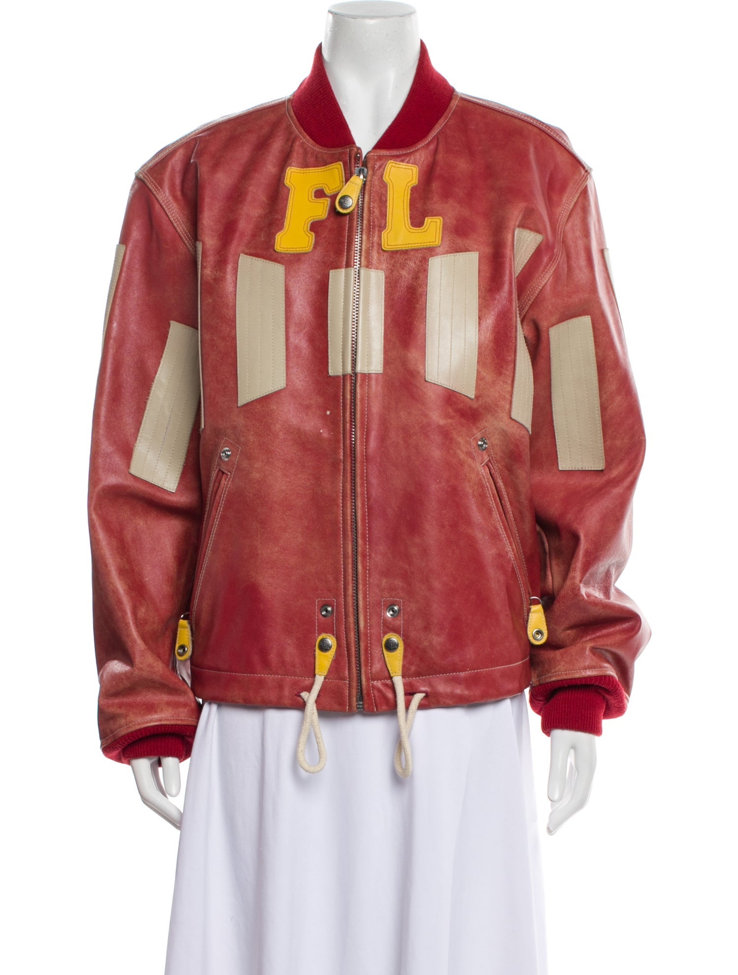 Diesel Leather Printed Bomber Jacket