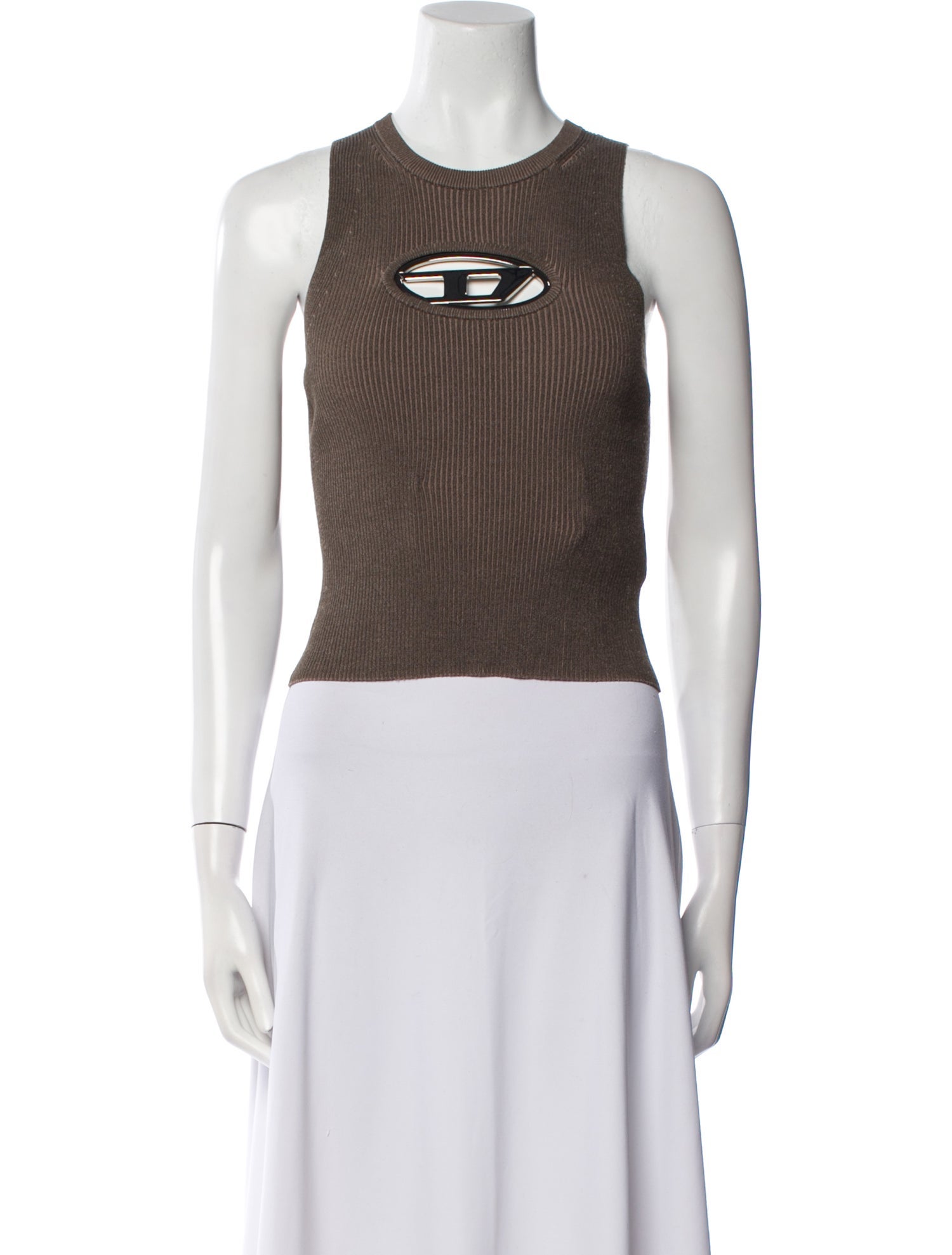 Diesel Graphic Print Crew Neck Crop Top