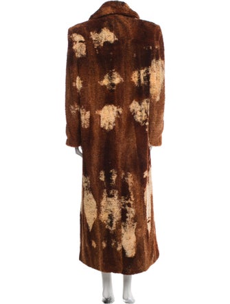 Diesel Colorblock Pattern Faux Fur Coat