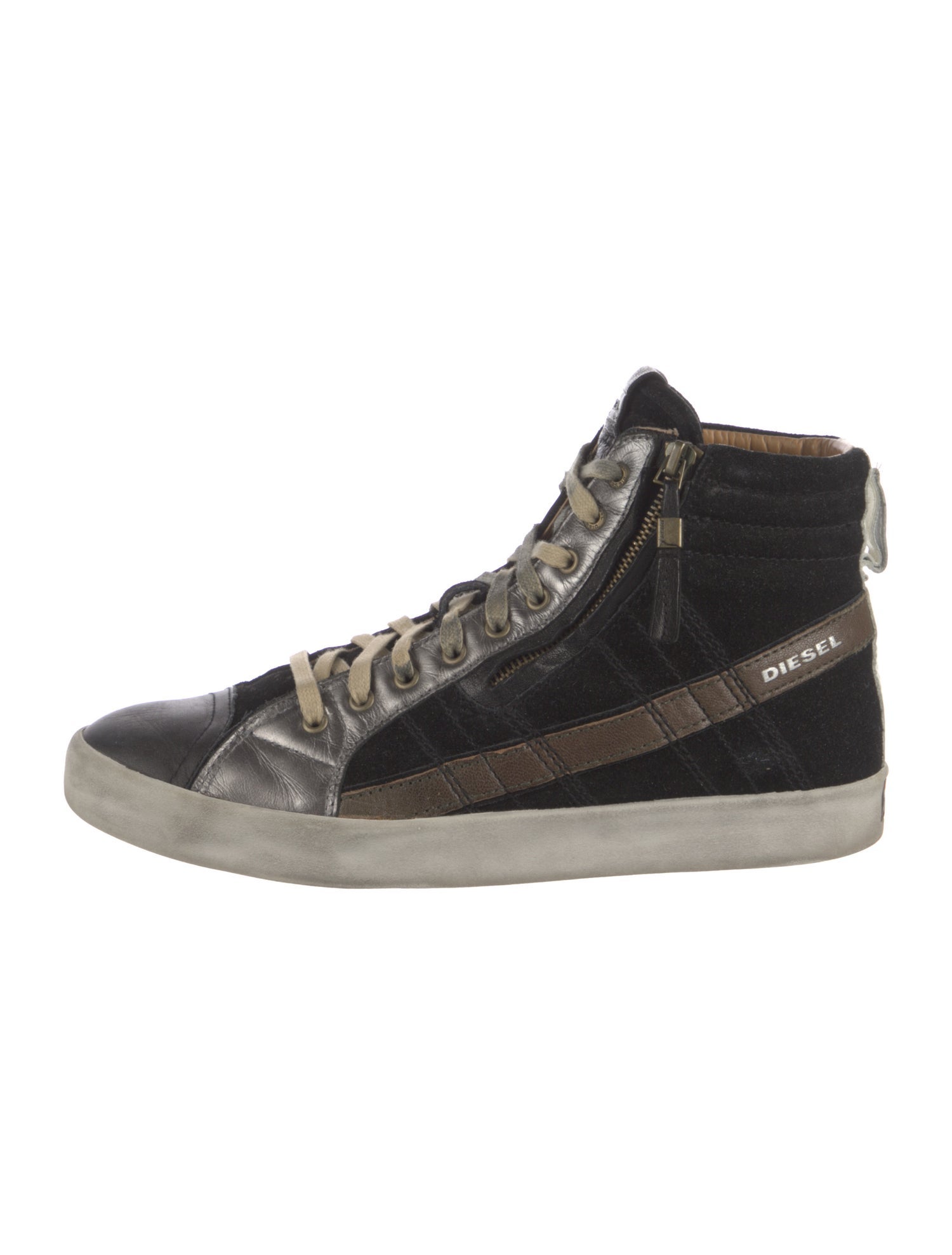 Diesel Suede Colorblock Pattern Sneakers
