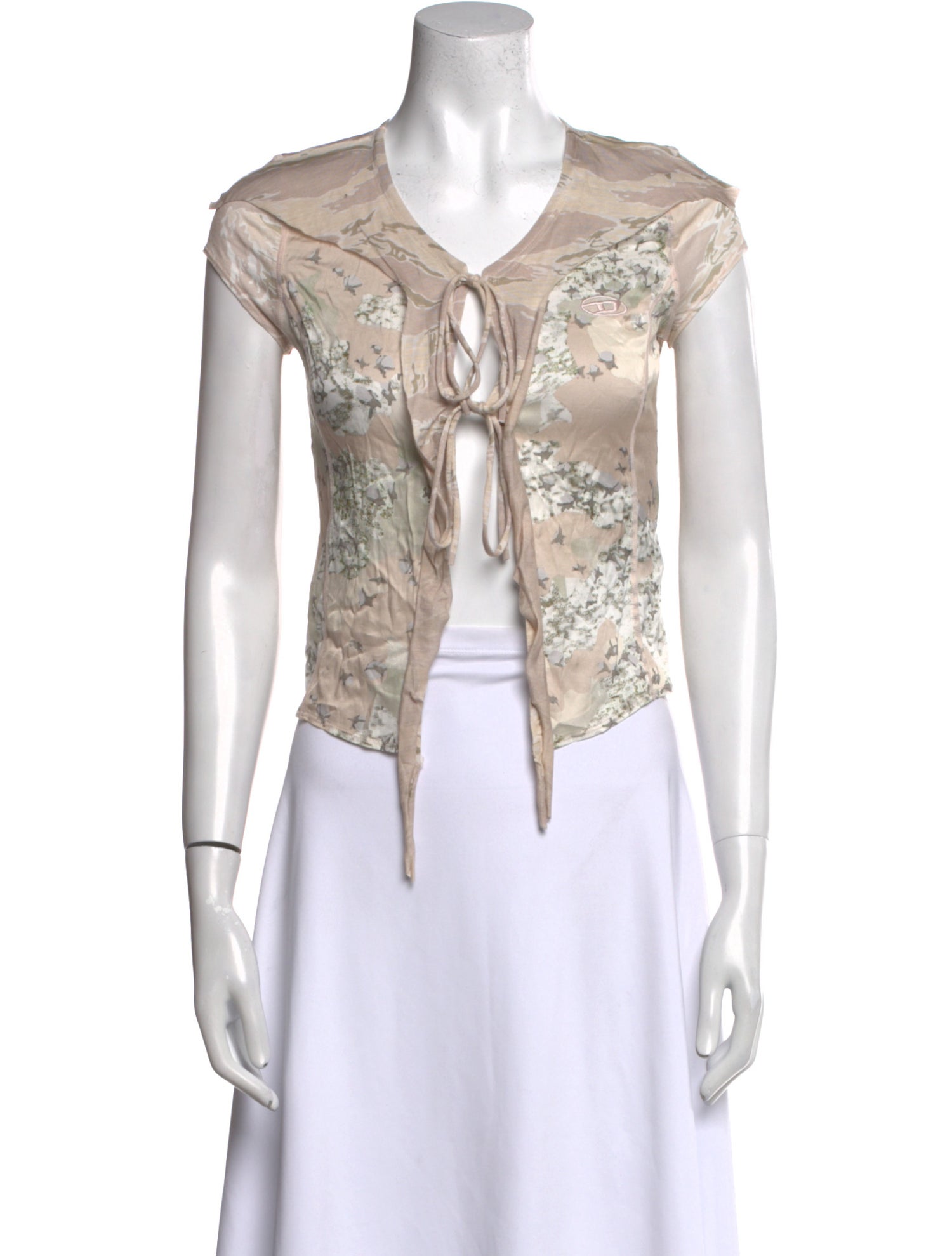 Diesel V-Neck Short Sleeve Crop Top