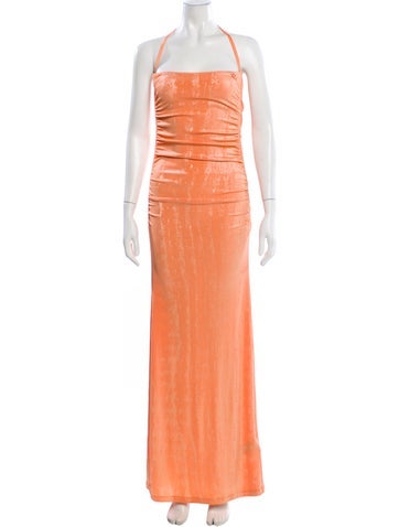 Pre-owned Diesel Square Neckline Long Dress W/ Tags In Orange