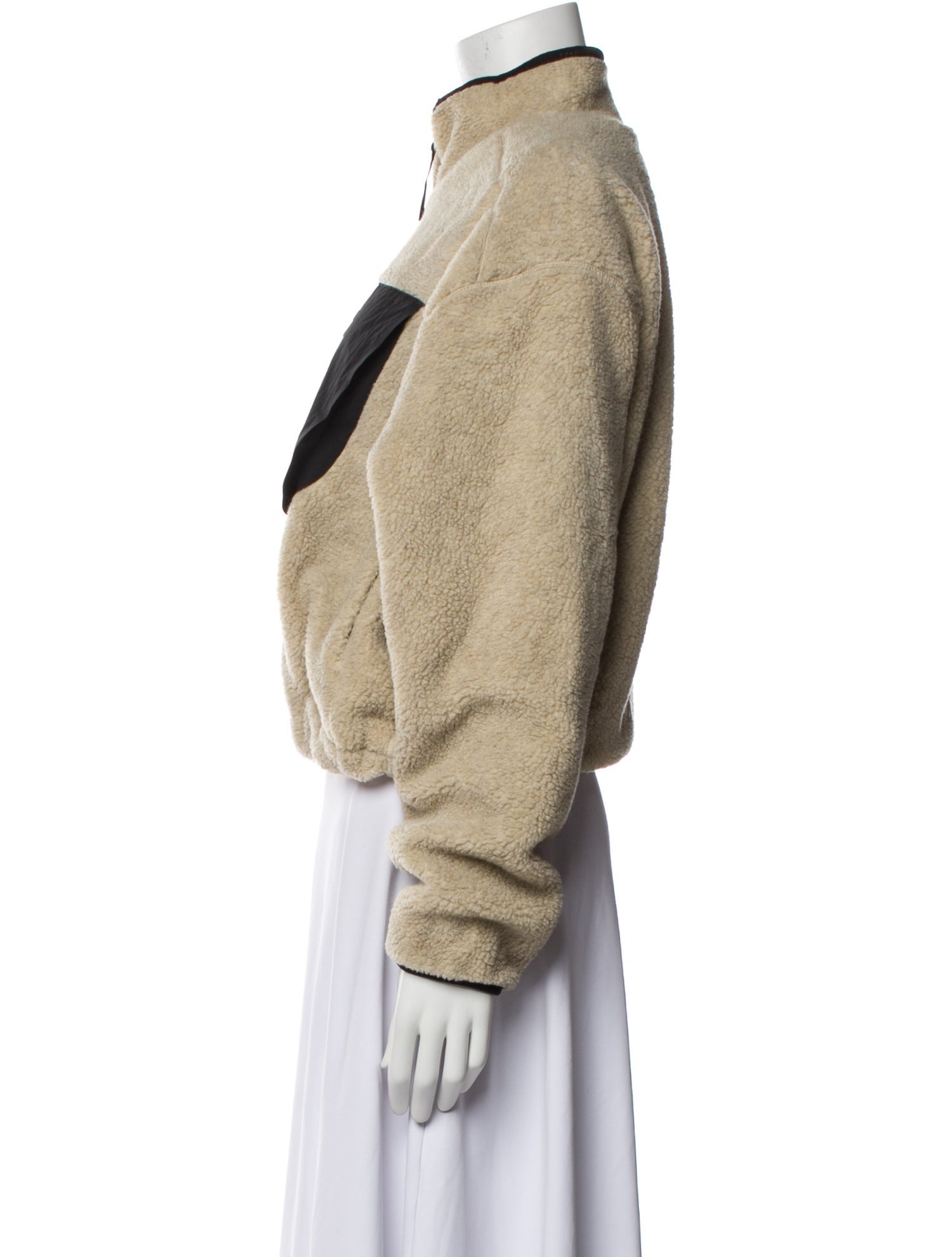 District Vision Colorblock Pattern Faux Fur Jacket