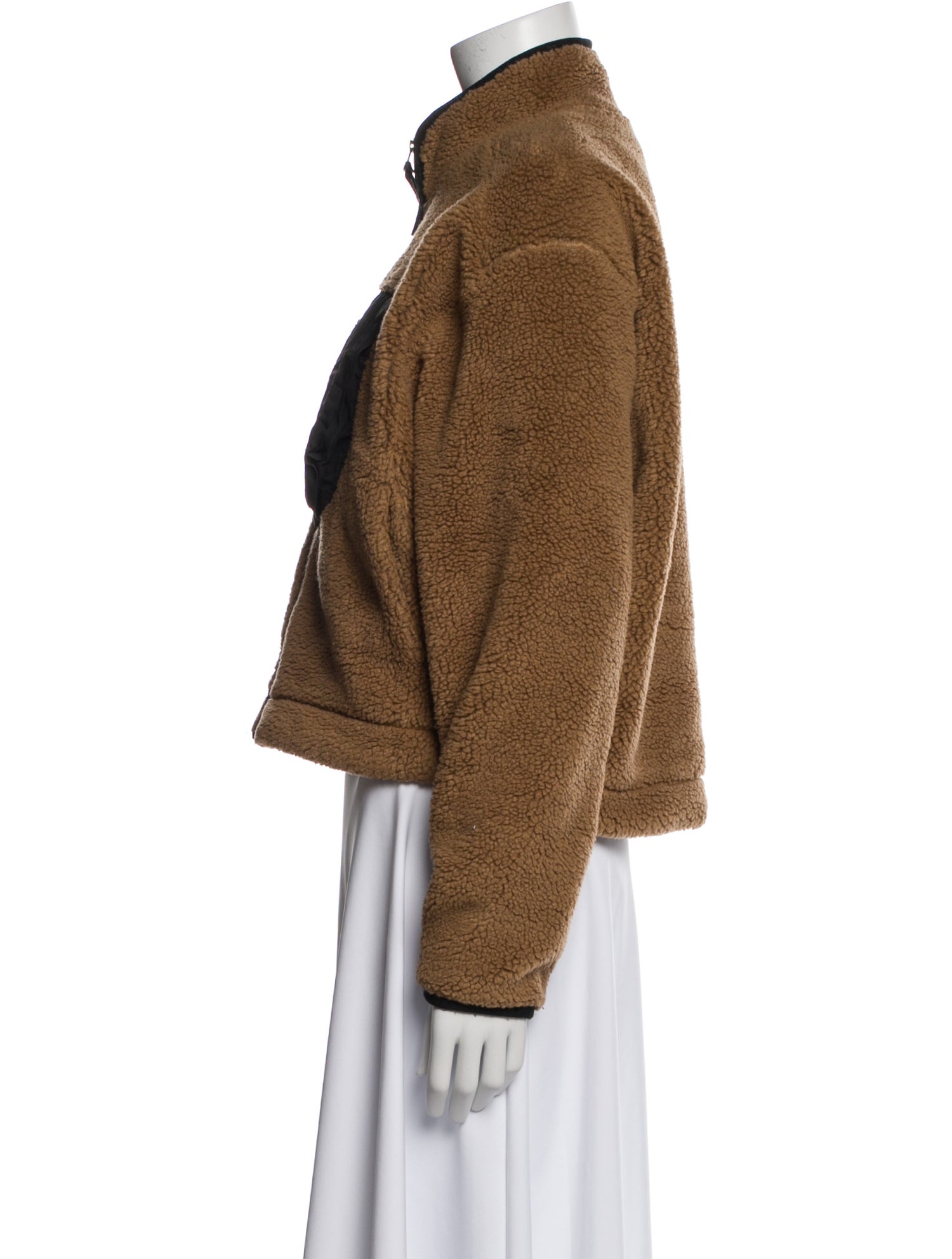 District Vision Colorblock Pattern Faux Fur Jacket