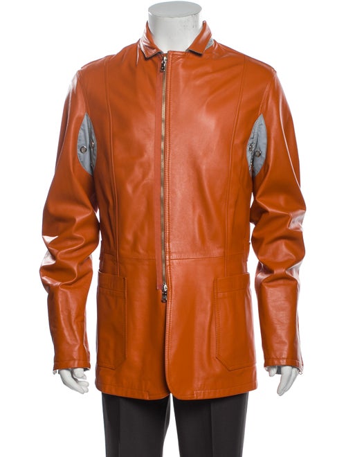 Donald J Pliner Leather Jacket Orange
