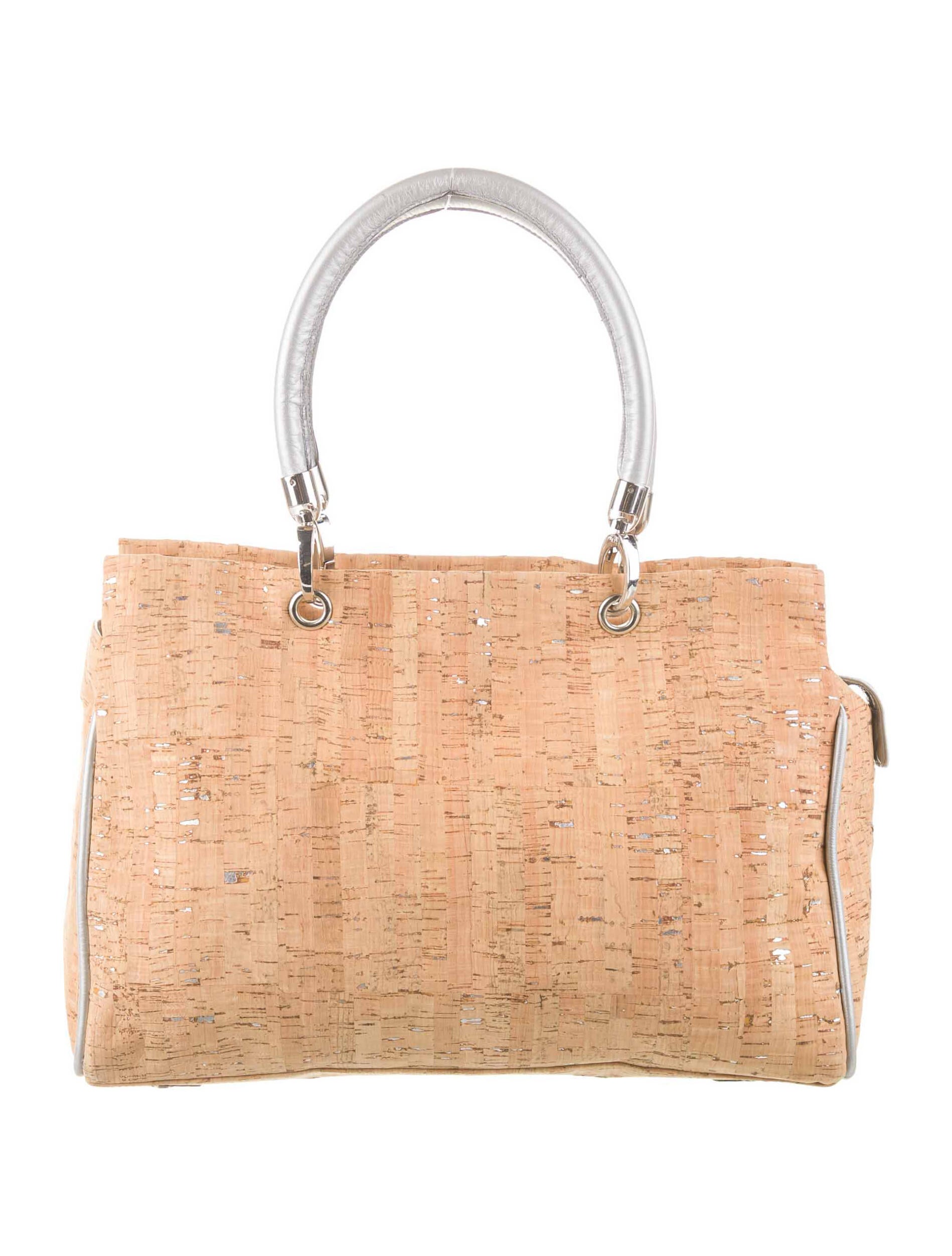 Donald Pliner Donald J Pliner Leather Trimmed Cork Tote Bag