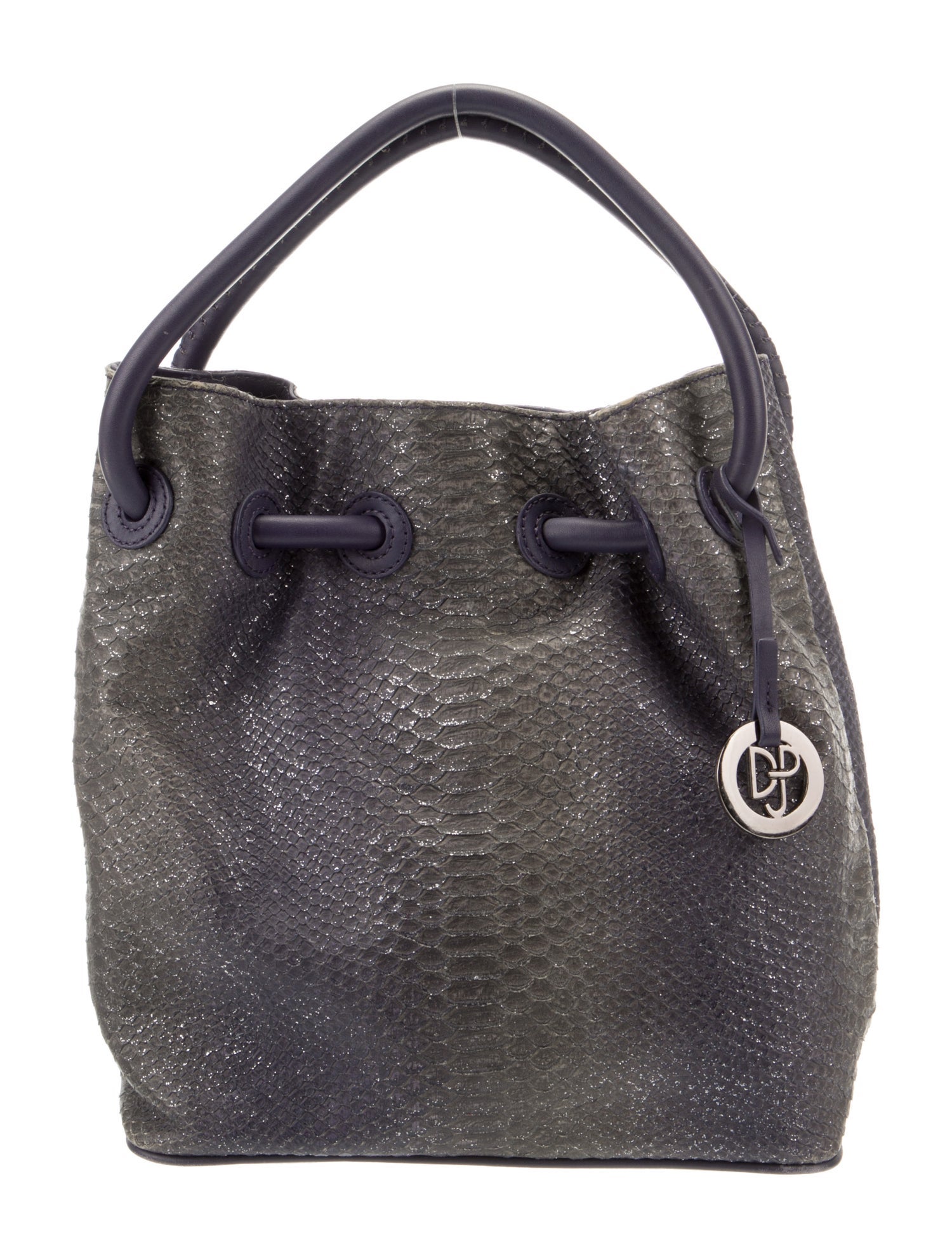 Donald Pliner Leather Trim Python Bucket Bag