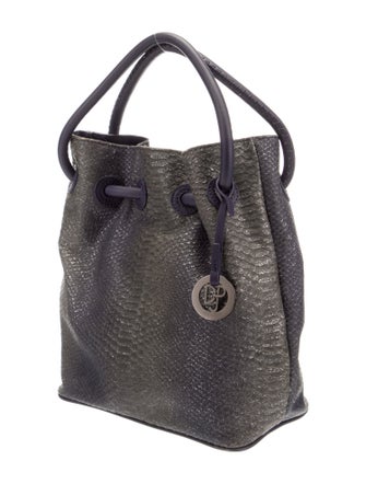 Donald Pliner Leather Trim Python Bucket Bag