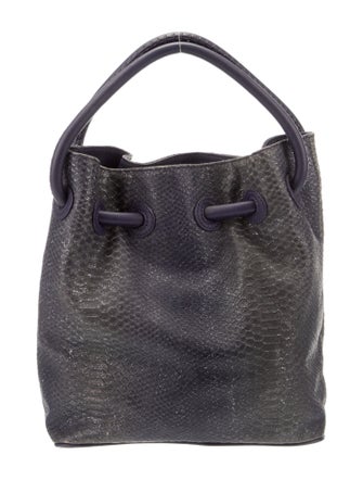 Donald Pliner Leather Trim Python Bucket Bag