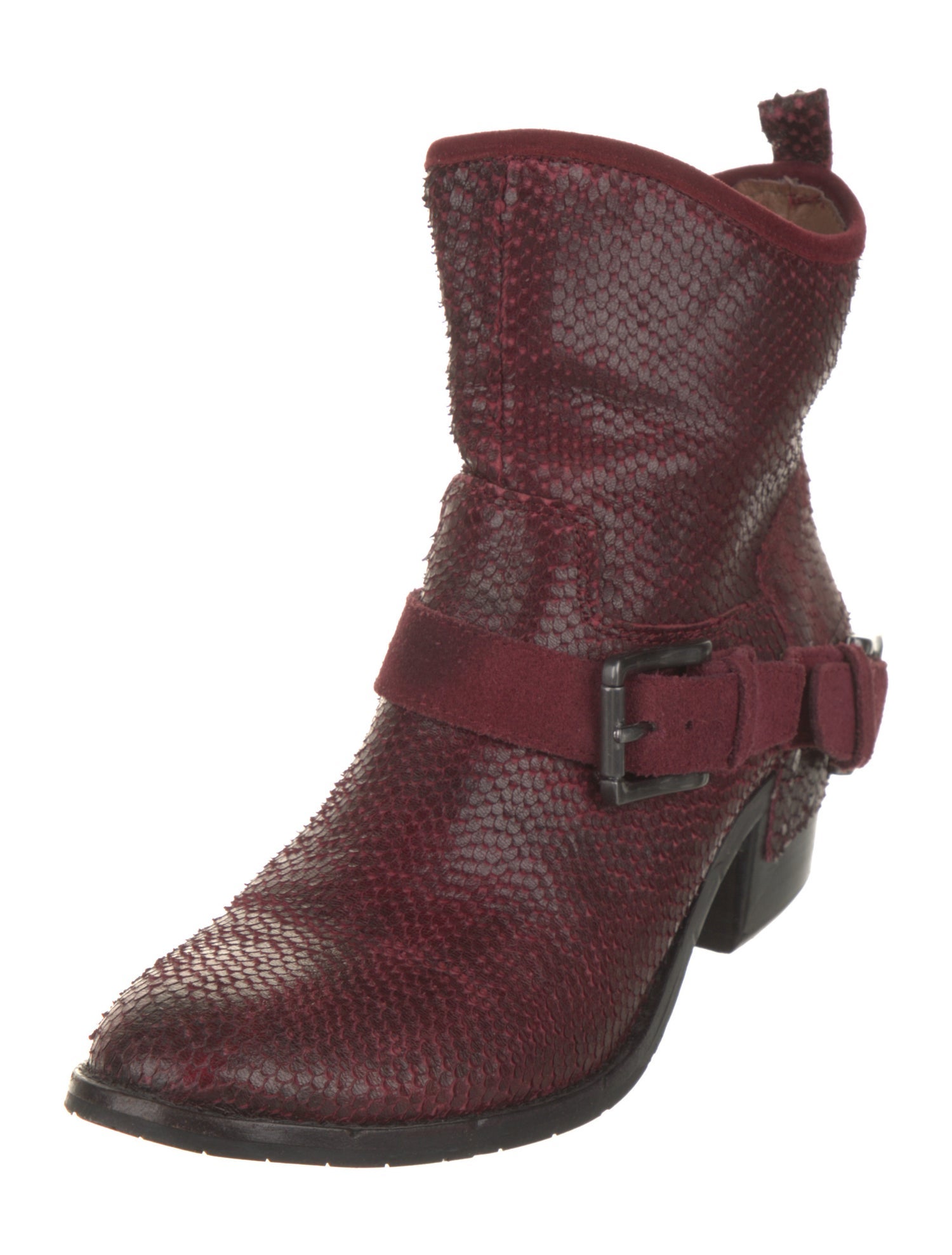 Donald Pliner Snakeskin Studded Accents Chelsea Boots