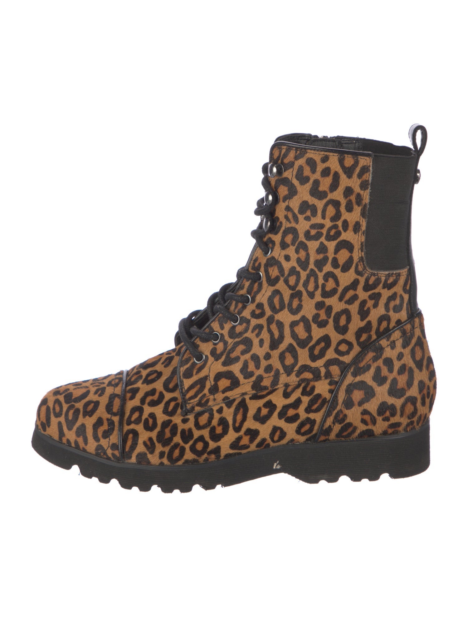 Donald Pliner Ponyhair Animal Print Combat Boots