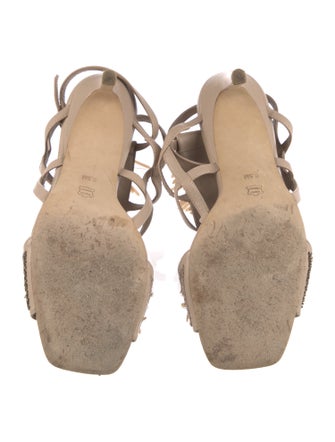 Donald Pliner Leather Sequin Embellishments T-Strap Sandals