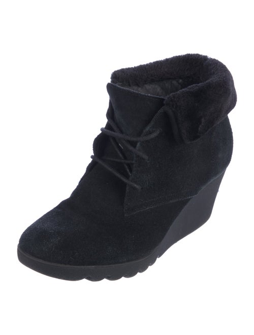 Donald Pliner Suede Fur Trim Lace-Up Boots