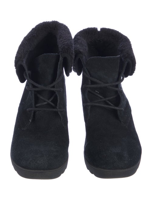 Donald Pliner Suede Fur Trim Lace-Up Boots