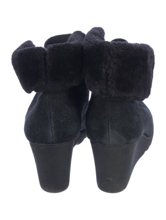 Donald Pliner Suede Fur Trim Lace-Up Boots