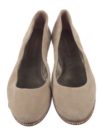 Donald Pliner Suede Crystal Embellishments Ballet Flats