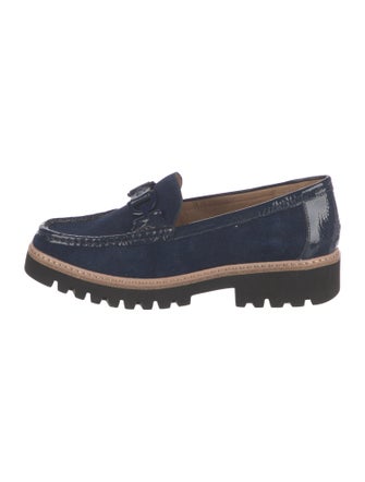 Donald Pliner Patent Leather Leather Trim Embellishment Loafers