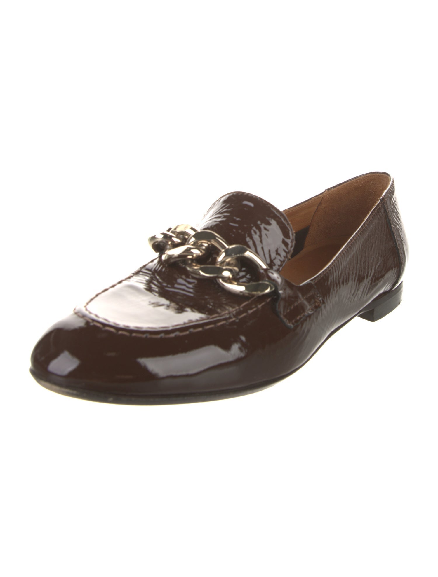Donald Pliner Patent Leather Chain-Link Accents Loafers
