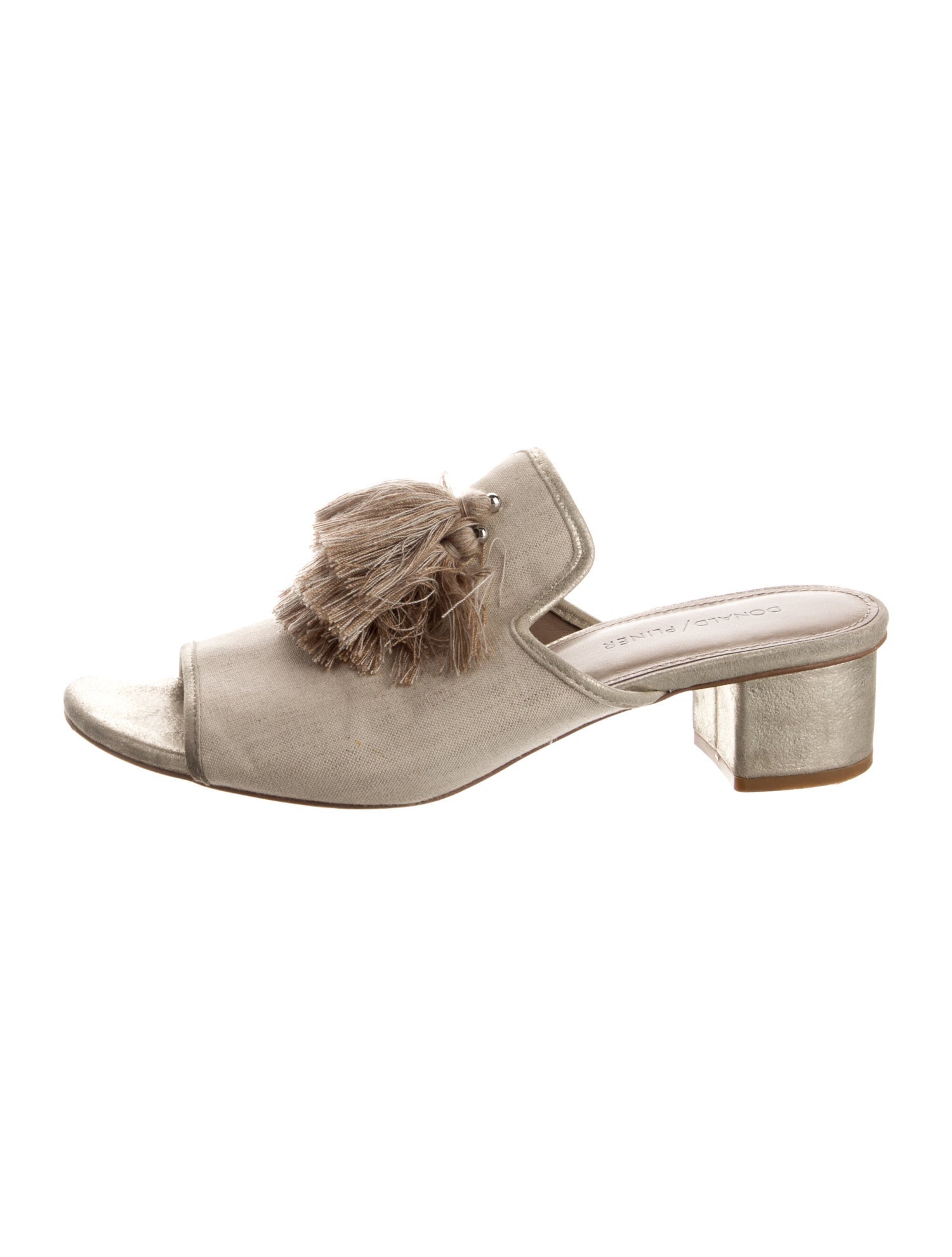 Donald Pliner Canvas Tassel Accents Slides