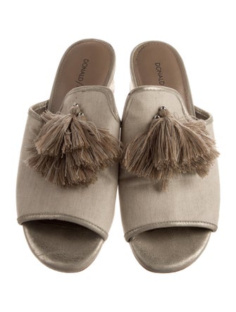 Donald Pliner Canvas Tassel Accents Slides
