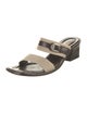 Donald Pliner Canvas Leather Trim Embellishment Slides