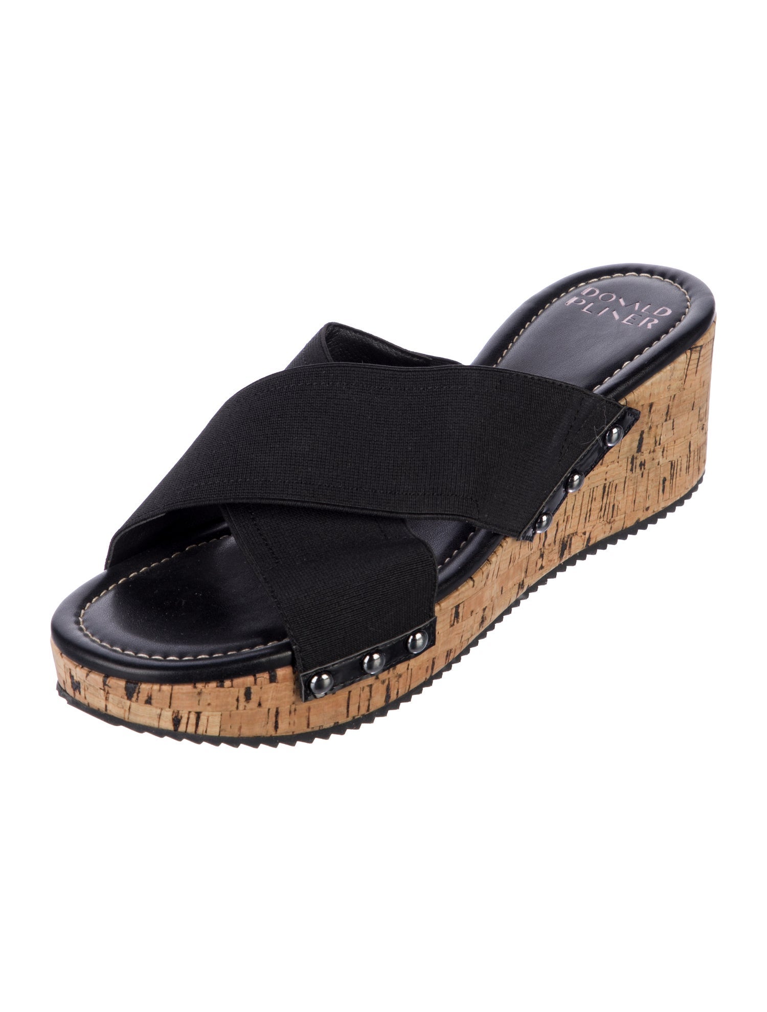 Donald Pliner Leather Beaded Accents Slides