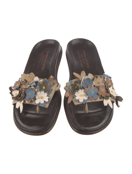 Donald Pliner Leather Floral Print Slides