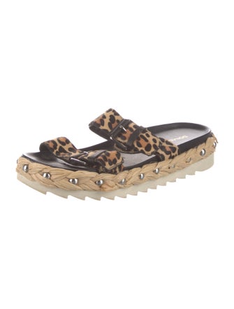 Donald Pliner Ponyhair Animal Print Slides
