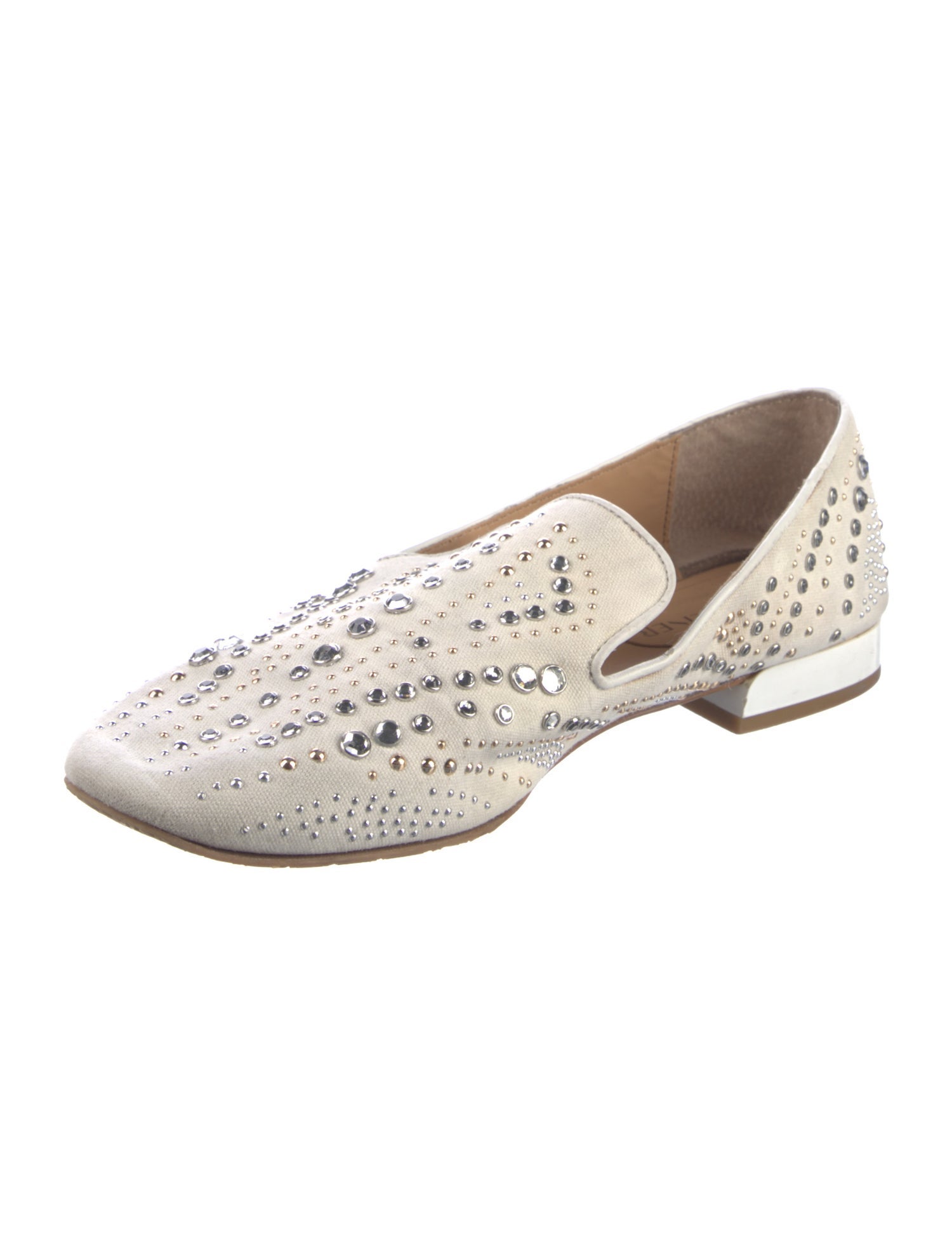 Donald Pliner Canvas Crystal Embellishments Loafers